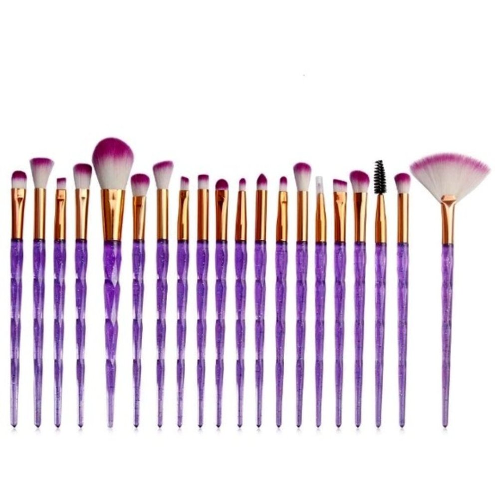 New 20pcs Diamond Makeup Brush Set Purple